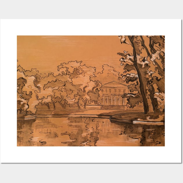 Landscape drawing "reflections of nature" Wall Art by ikigaishop